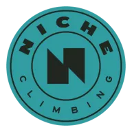 Niche Climbing round teal crest logo with a stylised letter N