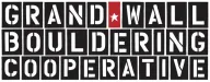 Grand Wall Bouldering Cooperative stencil-lettered logo with a red star