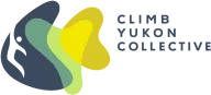 Climb Yukon Collective logo with overlapping blue, green and yellow shapes