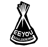 Eeyou Bouldering logo: a black tipi with the name in white