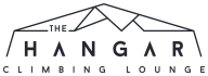 The Hangar Climbing Lounge logo with a hangar roofline outline