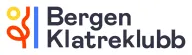 Bergen Klatreklubb logo: a yellow ring and red rope knot beside the dark wordmark