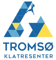 Tromsø Klatresenter logo: a climber on blue and yellow triangles above the blue wordmark