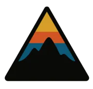 Studio Vertikal logo: a black triangle with a mountain silhouette under yellow, orange and blue bands