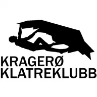 Kragerø Klatreklubb logo: a black climber silhouette above the club name
