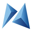 Triaden Klatresenter logo of two blue triangular shapes