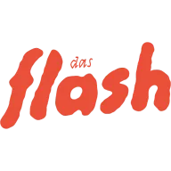 Das Flash logo in red brush lettering
