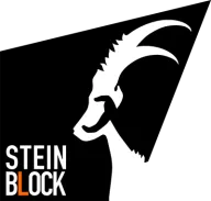 Steinblock logo with an ibex head