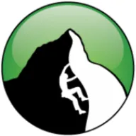 Rock Tirana logo: a climber on a peak in a green circle