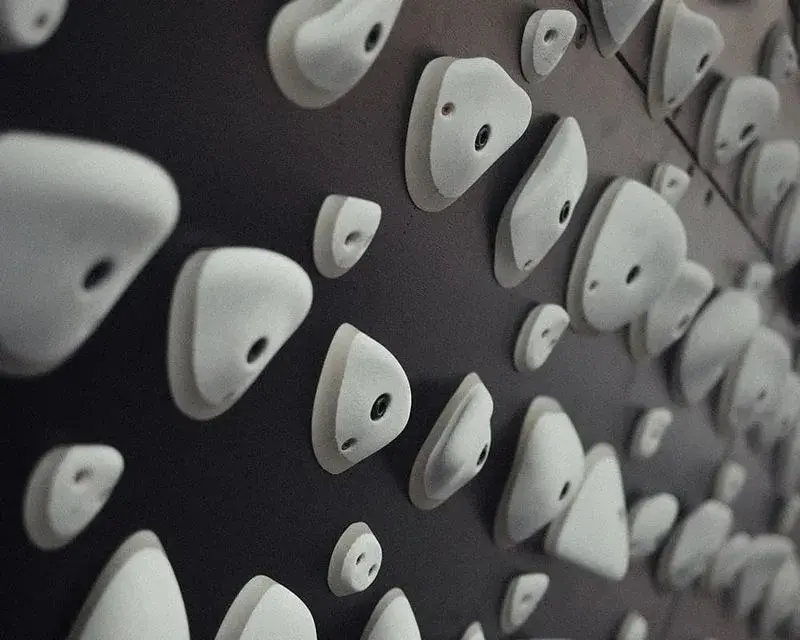 Close-up of holds on the Kilter Board