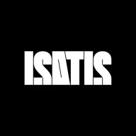 Isatis logo in white capitals on black