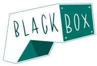 Blackbox logo in green hand-drawn letters on a box shape