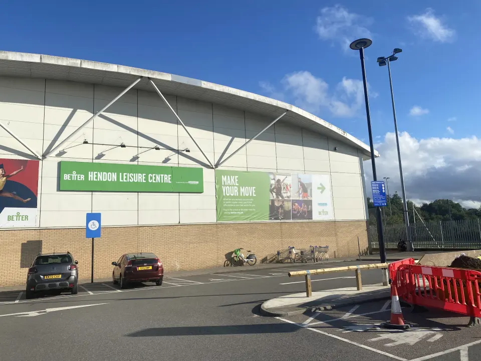 Outside Hendon Leisure Centre on Marble Drive