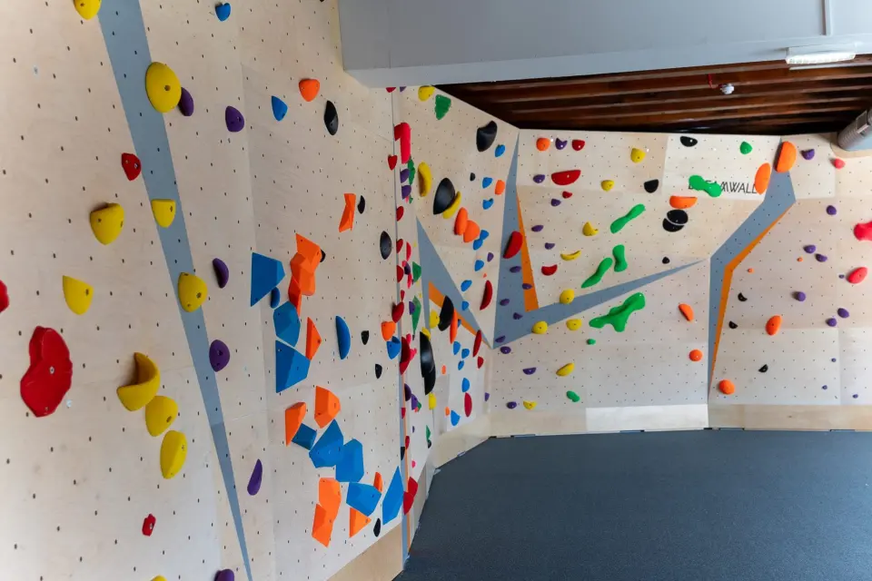 The new Bouldering Zone with angled white walls