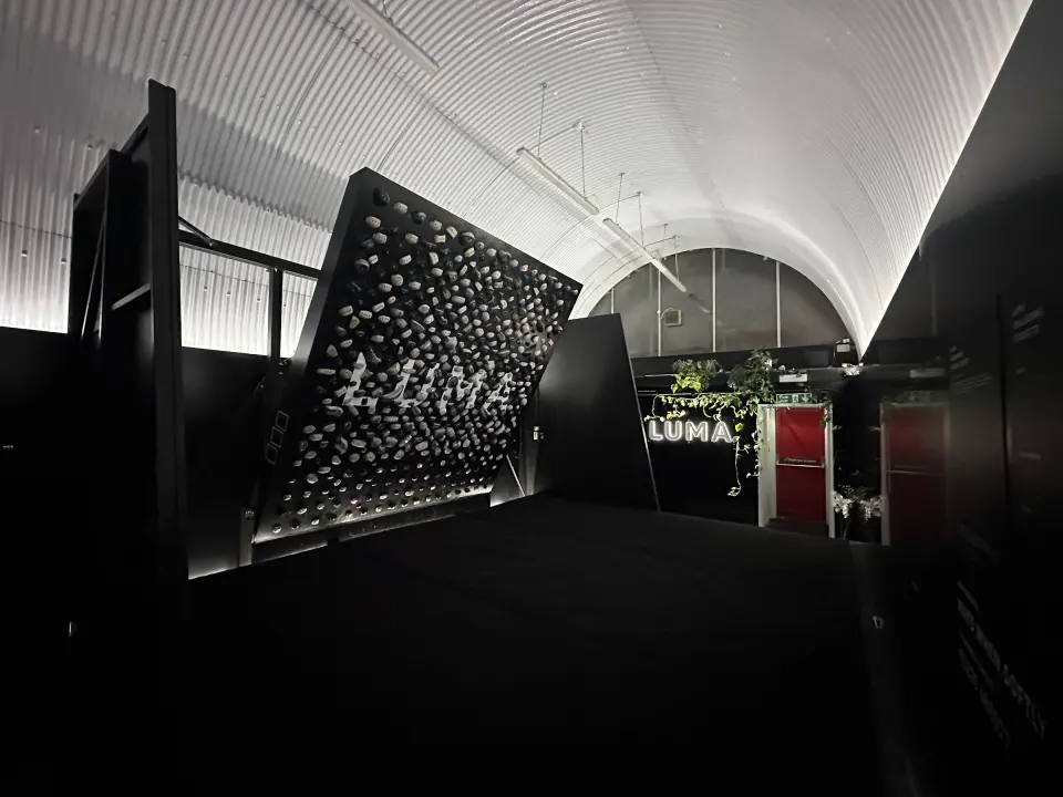 Tension Board 2 under the curved ceiling of the railway arch