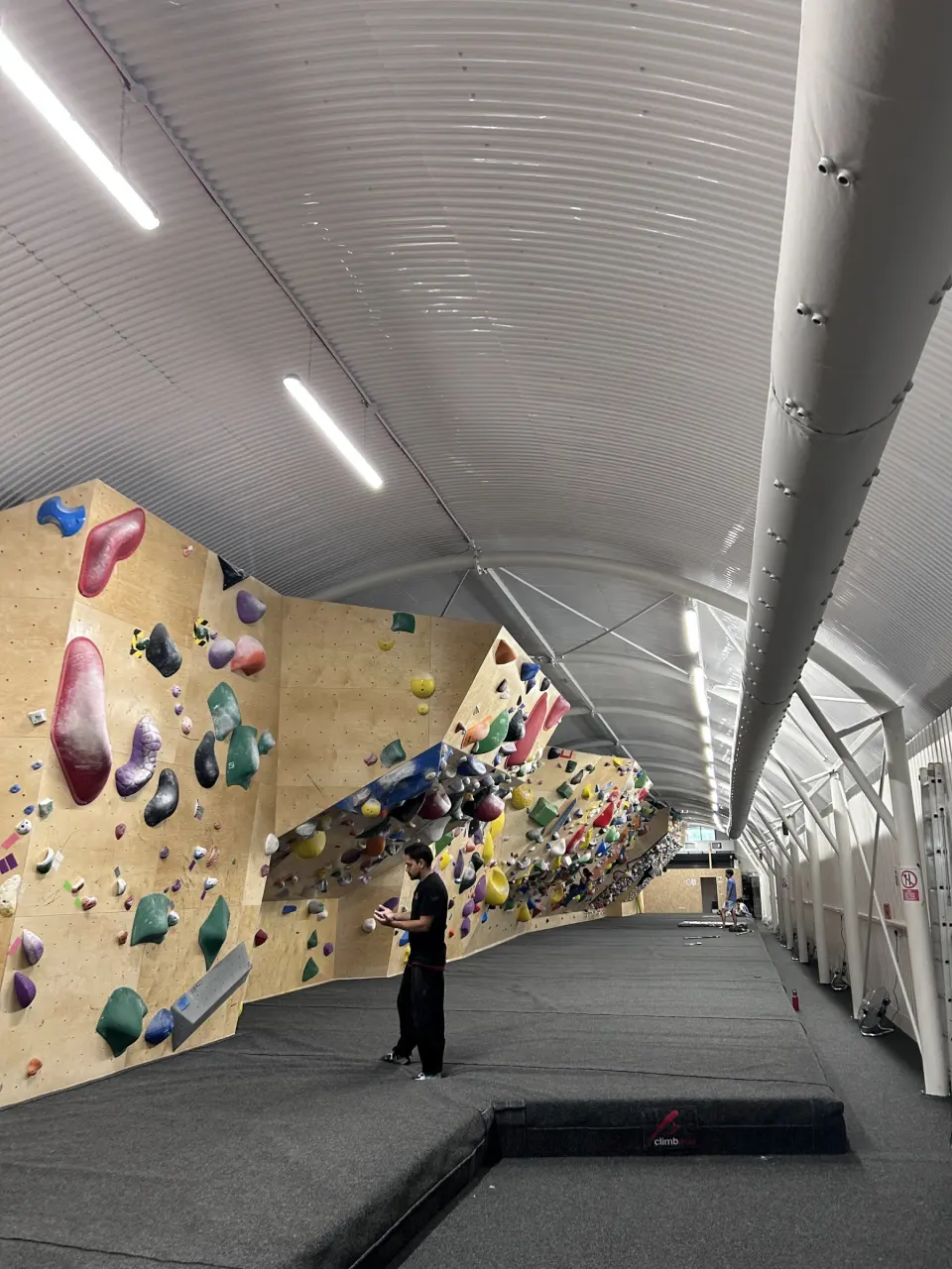 View down the arch past the bouldering walls