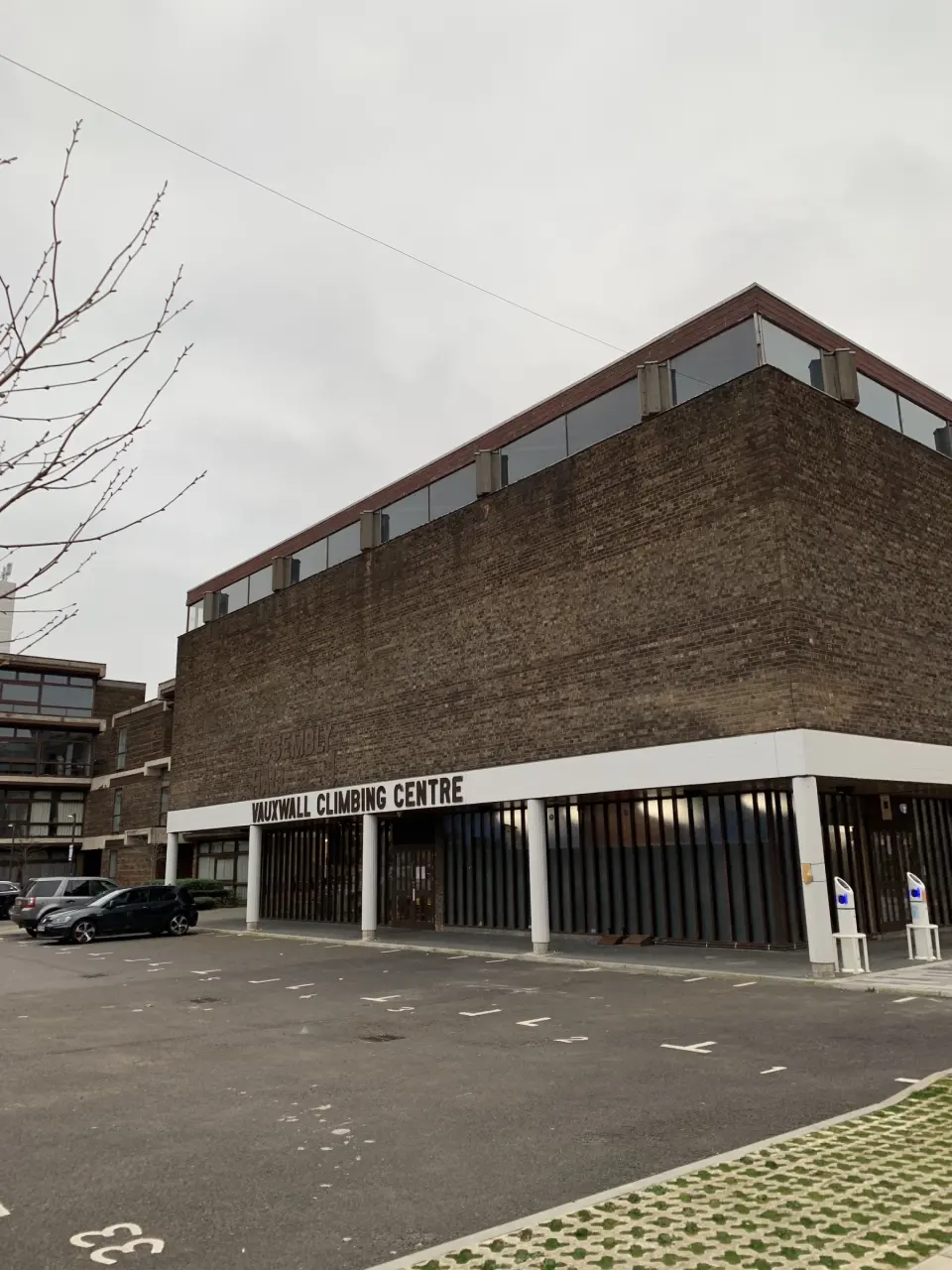 Outside the VauxWall Climbing Centre building