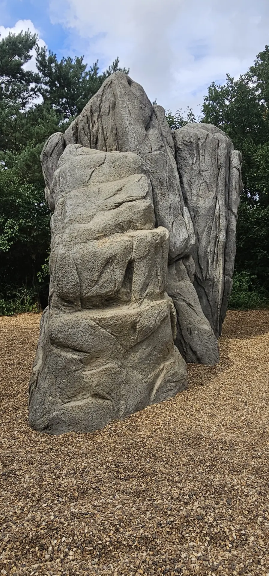 Tall pillar-shaped boulder among trees