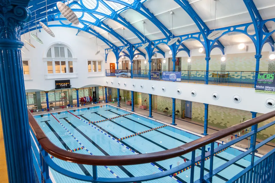 The Victorian swimming pool hall at Carnegie Leisure Centre