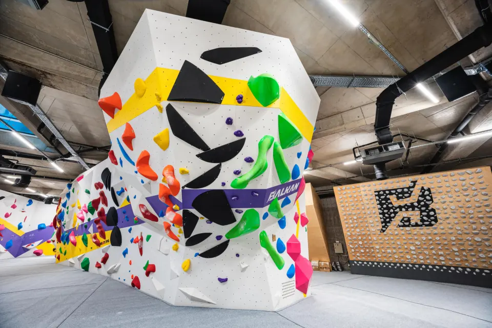 Bouldering walls and padded flooring at Balkan Climbing in Sofia