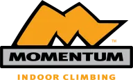 Momentum Indoor Climbing logo: an orange mountain M above the name