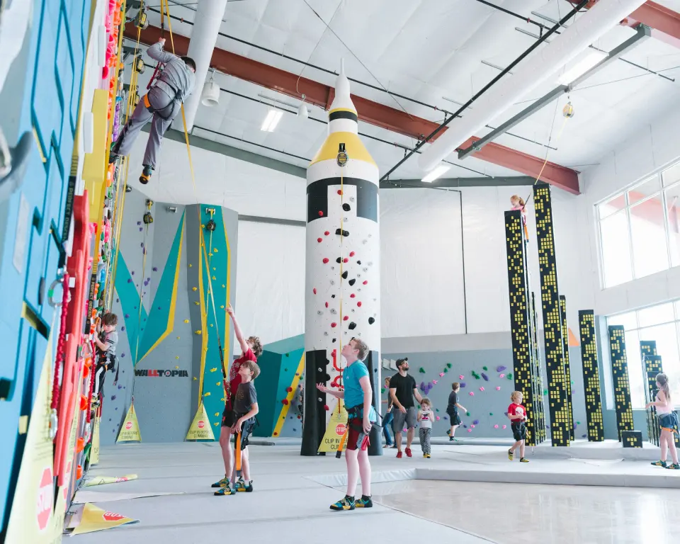 Kid Zone with the Saturn rocket climbing tower