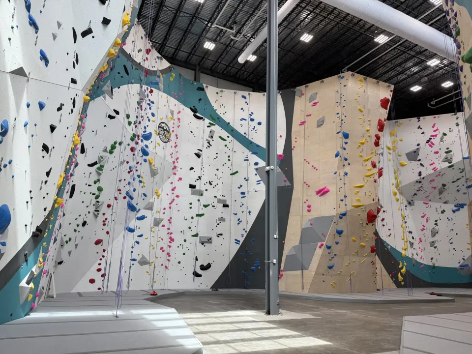 The 52ft rope area with white, teal and wood-panelled walls