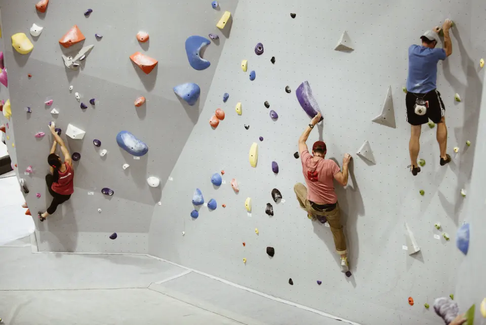Climbers on the bouldering wall