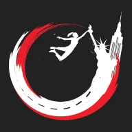 MetroRock Bushwick logo: a leaping climber and the Statue of Liberty in a ring