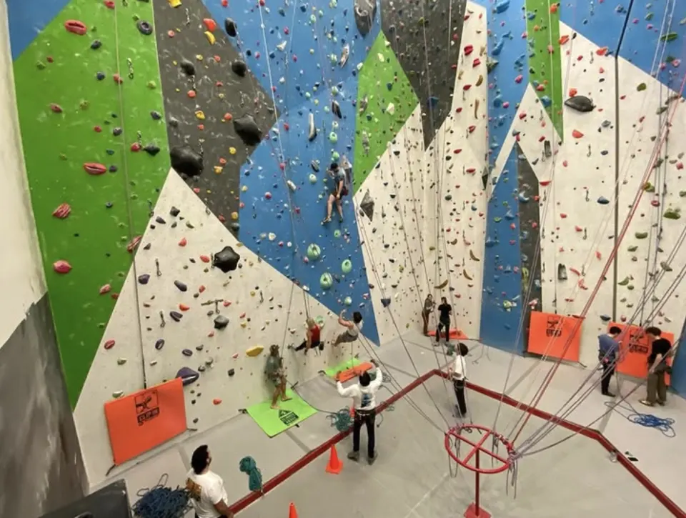 The 50-foot roped walls seen from the mezzanine