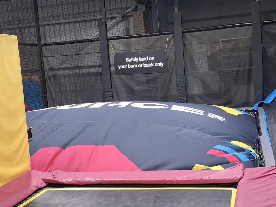 The Big Bag airbag at the end of the trampolines