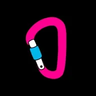 On Belay Climbing pink carabiner logo