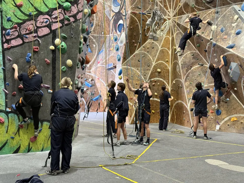 Group top-roping on the spider-web walls