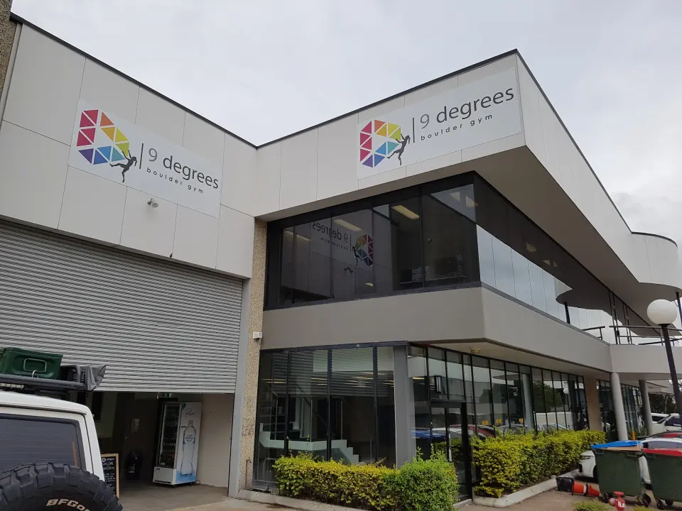 The gym's unit in the Metro Centre with 9 Degrees signs