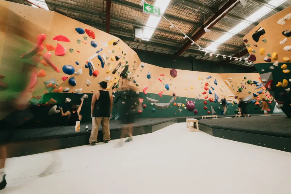 Climbers on a wall with a slab section