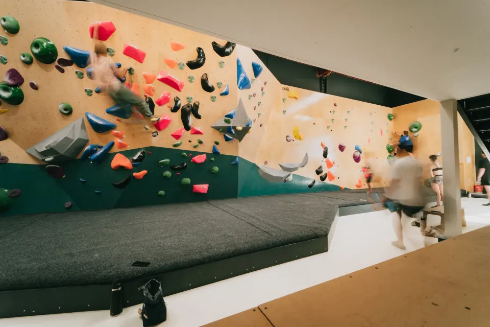 Bouldering area with steep and slab sections