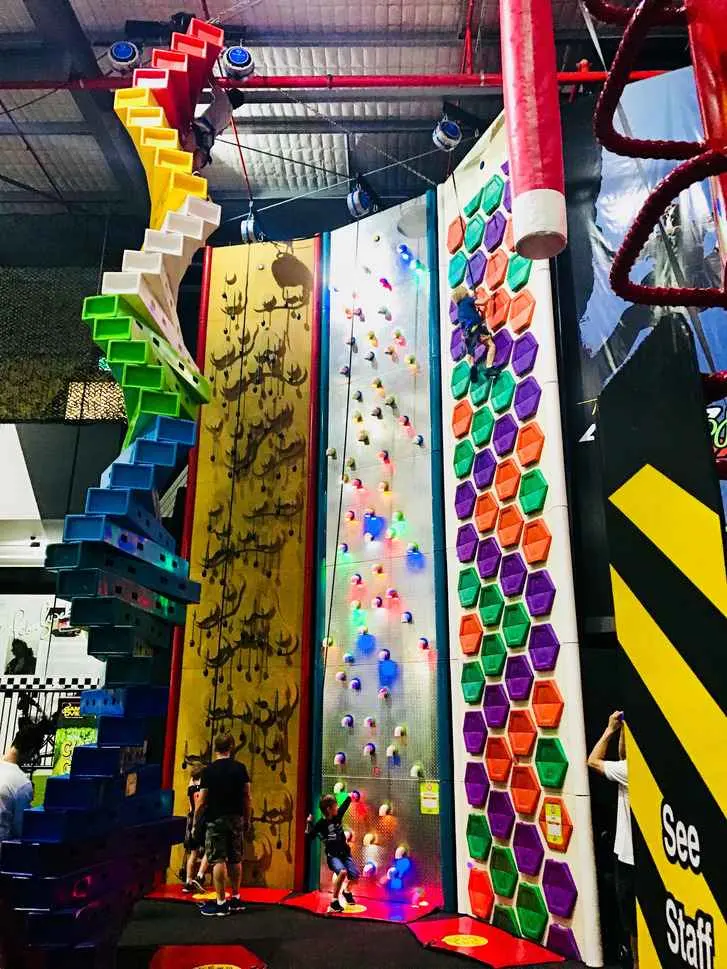 The Twister Tower beside the gold wall and the hexagon wall